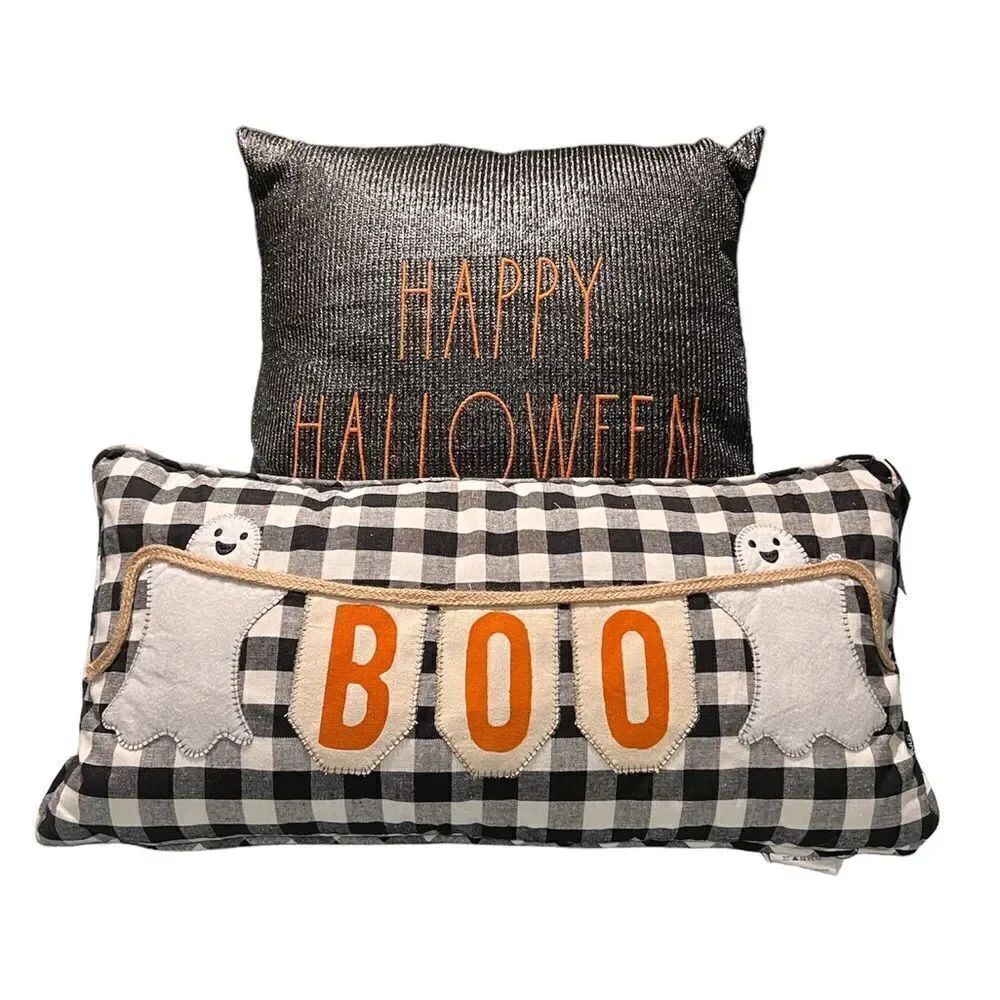 NWT HALLOWEEN GHOST BOO LUMBAR THROW PILLOW AND HAPPY HALLOWEEN‎